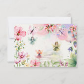ふわふわと回る 妖精の庭園 水彩画の誕生日 サンキューカード (裏面)
