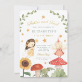 ふわふわと回る 魔法の妖精の誕生日 招待状 (正面)