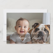 ふわふわと明るい雪の家族のホリデーカード シーズンカード (正面)