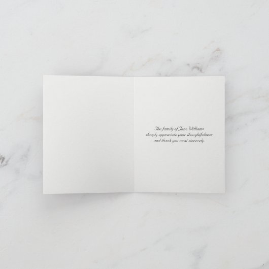 ふわふわと漂う白い羽根の哀悼感謝 サンキューカード (内部)
