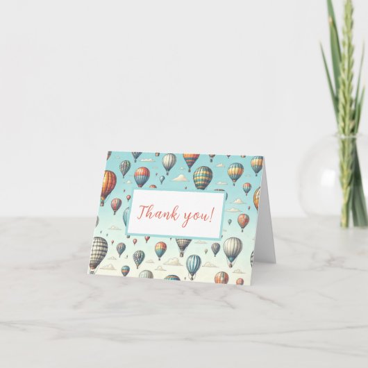 ふわふわと空へ！　夢のような熱気球 サンキューカード (正面)