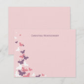 ふわふわと舞う蝶の平らな感謝カード ノートカード (正面/裏面)