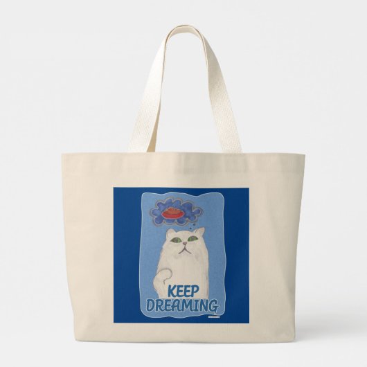 ふわふわなハッピードリーミングスイートキャットイラストレーション ラージトートバッグ (裏面)