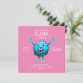 ふわふわのかわいいモンスターの誕生日の招待状 招待状 (スタンド正面)