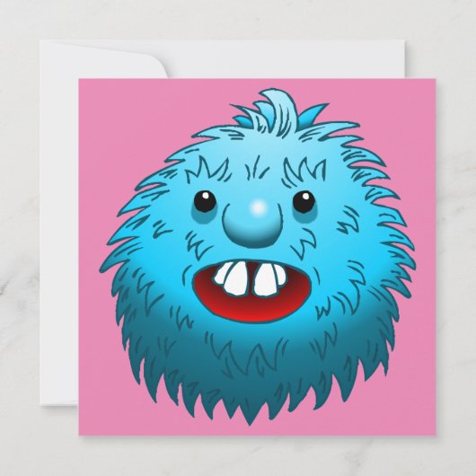 ふわふわのかわいいモンスターの誕生日の招待状 招待状 (裏面)