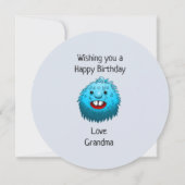 ふわふわのかわいいモンスター誕生日カード 招待状 (裏面)