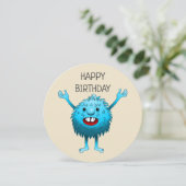 ふわふわのかわいいモンスター誕生日カード 招待状 (スタンド正面)