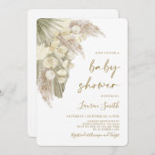 ふわふわのすきの乾燥した手のひらルナリアベビーシャワー 招待状 (正面/裏面)