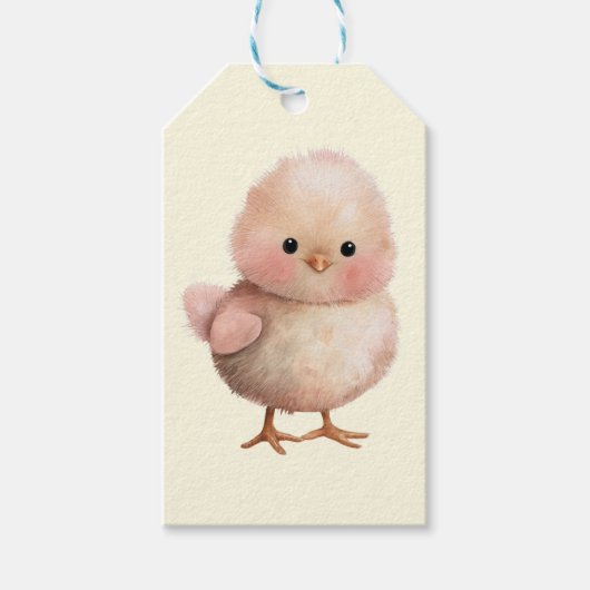 ふわふわのひよこ | かわいい春とイースターの動物 ギフトタグ (正面)