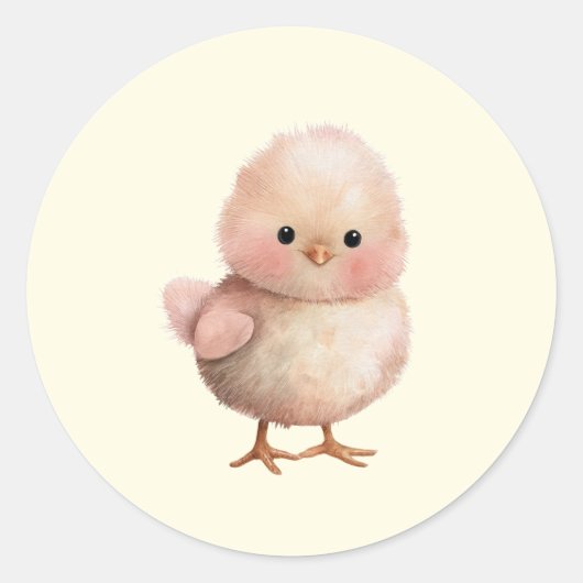 ふわふわのひよこ | かわいい春とイースターの動物 ラウンドシール (正面)