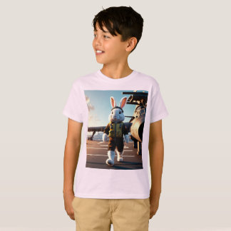 ふわふわのウサギパイロット Tシャツ
