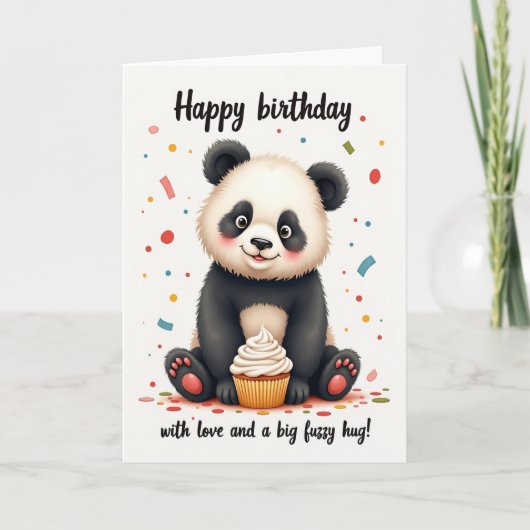ふわふわのクマの誕生日カード カード (正面)