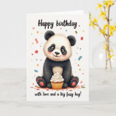 ふわふわのクマの誕生日カード カード (黄色い花)