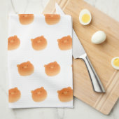 ふわふわのクマ転がパンベーカリーかわいいかわいい動物 キッチンタオル (四つ折り)