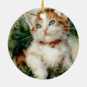 ふわふわのクリスマスキャット水彩 セラミックオーナメント (裏面)