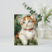 ふわふわのクリスマスキャット水彩 ポストカード (スタンド正面)