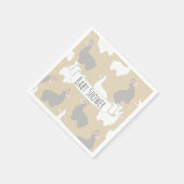 ふわふわのグレーと白のラマスベビーシャワー スタンダードカクテルナプキン (角)