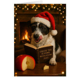 ふわふわのジャック・ラッセル・テリアの「チーズ税」クリスマスカード