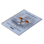 ふわふわのタビーキャットキットン顔ライトグレー ノートブック (左側)