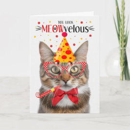 ふわふわのタビーキャットミョー誕生日 カード