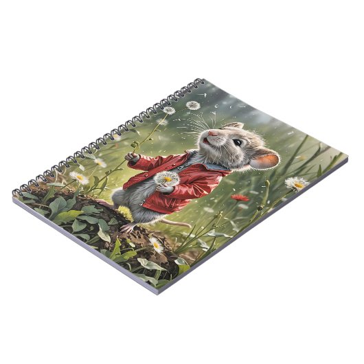 ふわふわのタンポポを持つマウス ノートブック (左側)