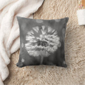 ふわふわのタンポポ黒白の花綿 クッション (ブランケット)