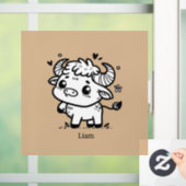 ふわふわのバッファローベビー-かわいいズファームアニマル ウィンドウサイン (ホーム)