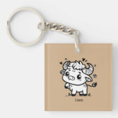 ふわふわのバッファローベビー-かわいいズファームアニマル キーホルダー (正面)