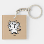 ふわふわのバッファローベビー-かわいいズファームアニマル キーホルダー (裏面)