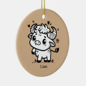 ふわふわのバッファローベビー-かわいいズファームアニマル セラミックオーナメント (右)