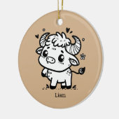 ふわふわのバッファローベビー-かわいいズファームアニマル セラミックオーナメント (左)