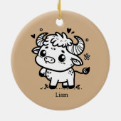 ふわふわのバッファローベビー-かわいいズファームアニマル セラミックオーナメント (裏面)