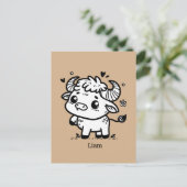 ふわふわのバッファローベビー-かわいいズファームアニマル ポストカード (スタンド正面)