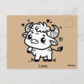 ふわふわのバッファローベビー-かわいいズファームアニマル ポストカード (裏面)