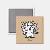 ふわふわのバッファローベビー-かわいいズファームアニマル マグネット (正面/裏面)