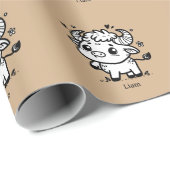 ふわふわのバッファローベビー-かわいいズファームアニマル ラッピングペーパー (ロールコーナー)