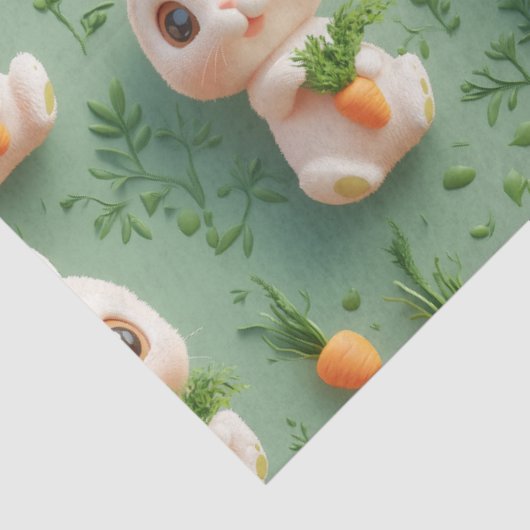 ふわふわのバンニとニンジン3Dシームレスパターン 薄葉紙 (詳細)
