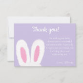 ふわふわのバンニの赤ちゃんシャワー サンキューカード (正面)