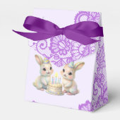 ふわふわのパステルうさぎ双子誕生日プレゼントボックス フェイバーボックス (正面サイド)