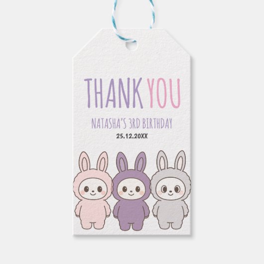 ふわふわのパステルキュート人形誕生日ギフトラベル ギフトタグ (正面)