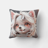 ふわふわのピンクと白い子犬 クッション (裏面)