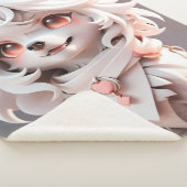 ふわふわのピンクと白い子犬 シェルパブランケット (3/4)