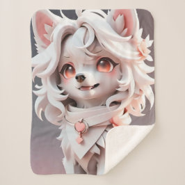 ふわふわのピンクと白い子犬 シェルパブランケット