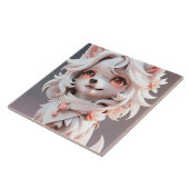 ふわふわのピンクと白い子犬 タイル (側面)