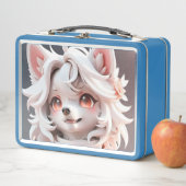 ふわふわのピンクと白い子犬 メタルランチボックス (インサイチュ)