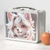 ふわふわのピンクと白い子犬 メタルランチボックス (インサイチュ)