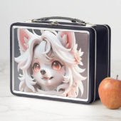 ふわふわのピンクと白い子犬 メタルランチボックス (インサイチュ)