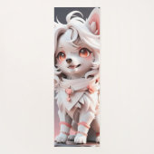 ふわふわのピンクと白の子犬の子供のカスタム ヨガマット (裏面)