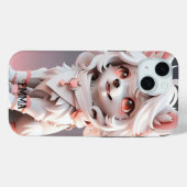 ふわふわのピンクと白の子犬の子供の名前をカスタムする Case-Mate iPhoneケース (裏面 (横))