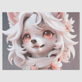 ふわふわのピンクと白の子犬の誕生日ギフトラップ 薄葉紙